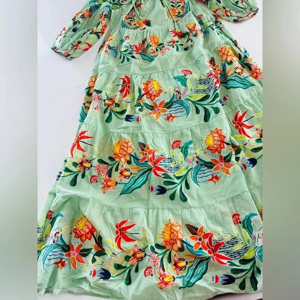 Farm Rio x Anthropologie Off-The-Shoulder Tiered Floral Midi Dress | NEW | XXS - Picture 5 of 11